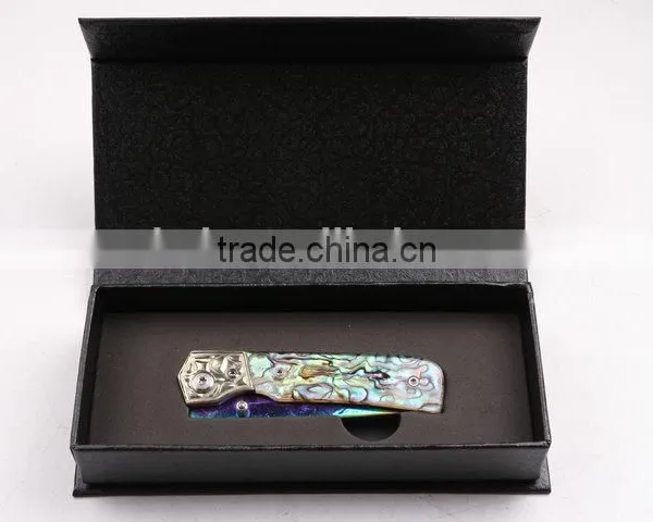OEM Custom Hand Made Damascus Steel Folding Knife With Abalone photo-6