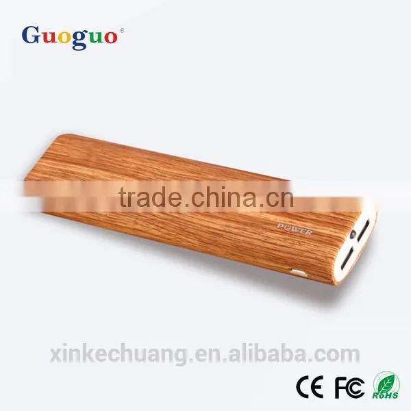 Guoguo New Design Long Lasting Dual Usb Portable External Battery Pack Wooden Bambo 13200mAh Power Bank for IPhone7 photo-3