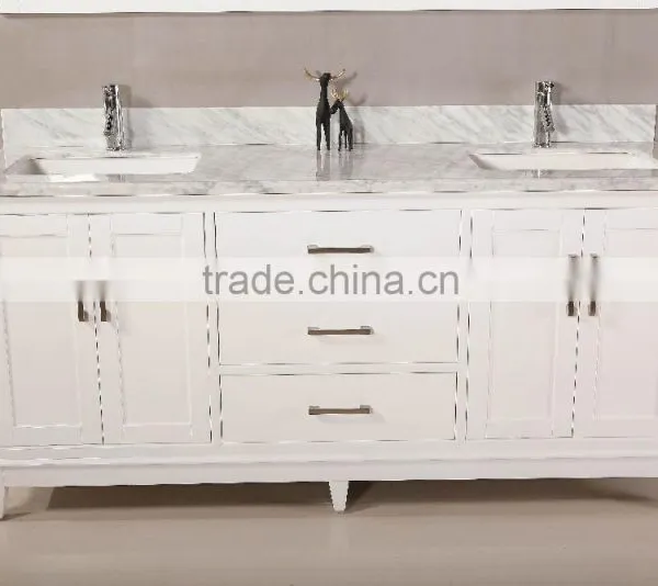 60'' Bathroom Vanity Cabinet With White Carrara Marble Top photo-3