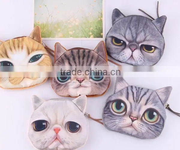 Coin Purse Factory Cheap Soft Material Women Cat Face Coin Purse Dog Face Coin Purse