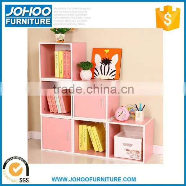 Modern Kindergarten Wood Furniture Colorful Wooden Children Bookshelf