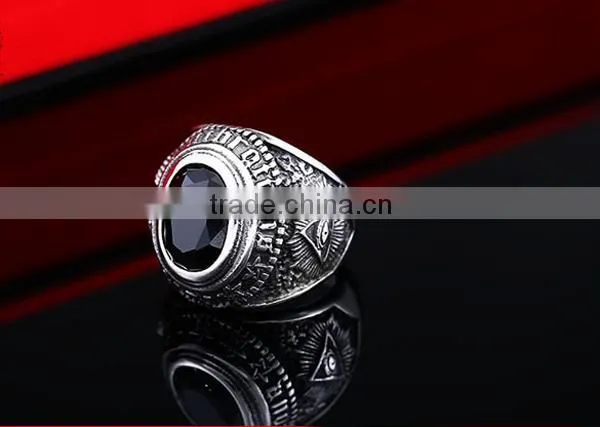 Vintage Cubic Zircon Engrave 316L Stainless Steel Finger Rings for Men photo-2