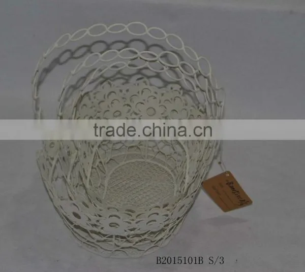 Round Metal Gift Basket With a Handle for Wedding Decoration photo-5