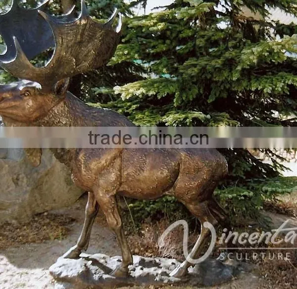 Art Garden Decor Life Size Bronze Casting Bull Moose Statue for Large Garden Decoration photo-3