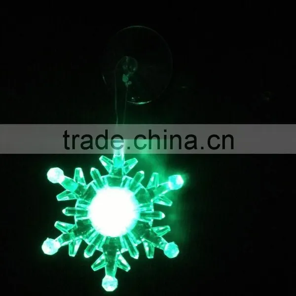 Acrylic LED RBG Flashing Snowflake With Sucker Suction Cup Ornament photo-3