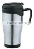 450ml Stainless Steel Inner Plastic Outer Steel Vacuum Cup/auto Mug/Travel Mugs/coffee Cup With Handle and Lid photo-3