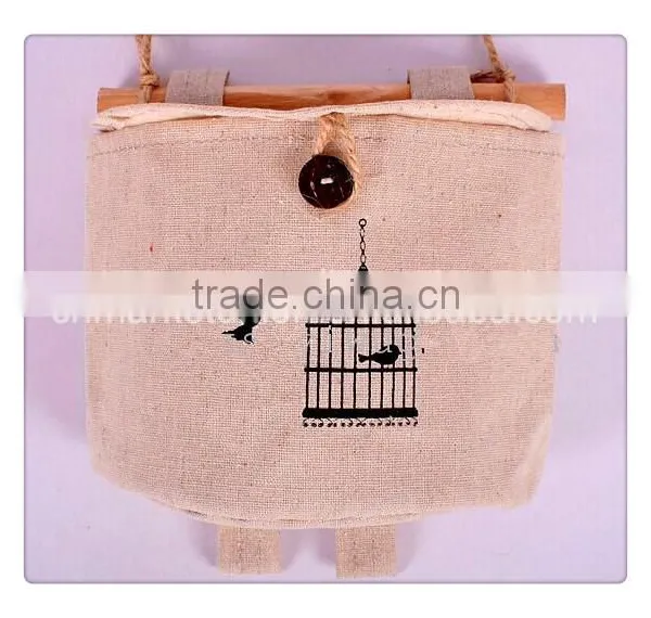 Wholesale Cotton Four Semicircular Hanging Bag With Natural Wood Stick ,and With Picture as Show photo-2
