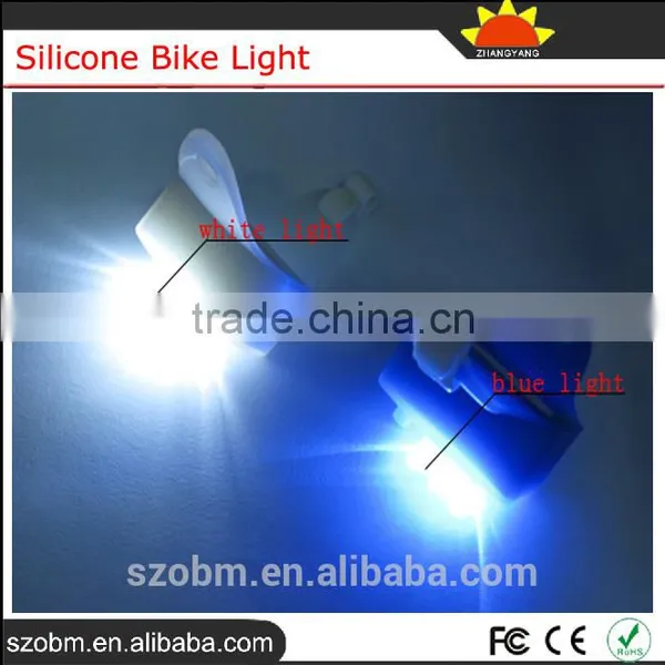 Super Bright 3 Led White Blue Lights Front Rear Silicone Bike Light Bicycle Tail Light photo-2