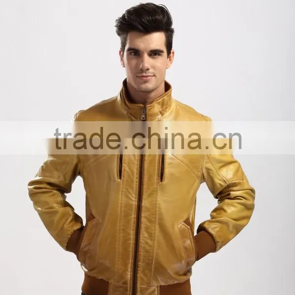 2015 New Style Motorcycle Leather Jacket Men Wholesale photo-2