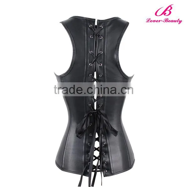 Black Overbust Waist Cincher Vest Shapewear Thermal Waist Corset Steampunk Wholesale photo-3
