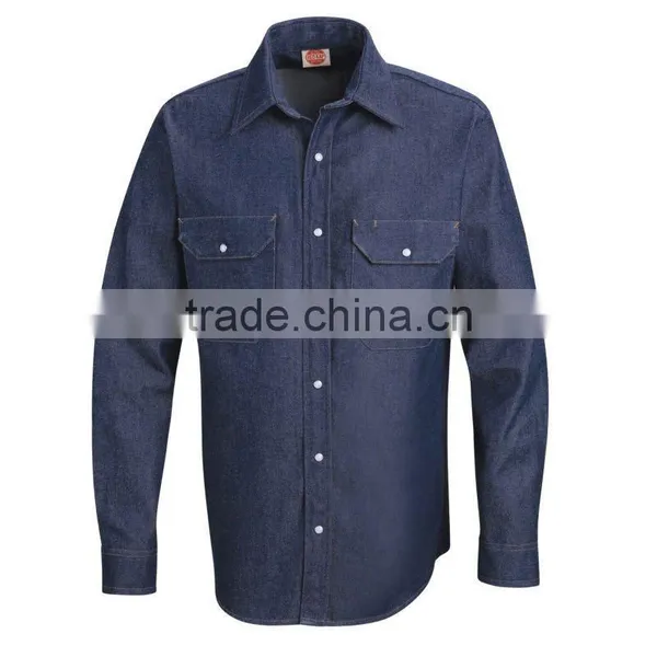NEW!Stone Washed Cotton Denim Workwear Shirt SLD036