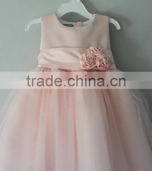 2017 Latest Design Wholesale Baby Clothes One Piece Summer Stain Cheap Children's Boutique Fashion Pink Baby Girl Wedding Dress photo-3