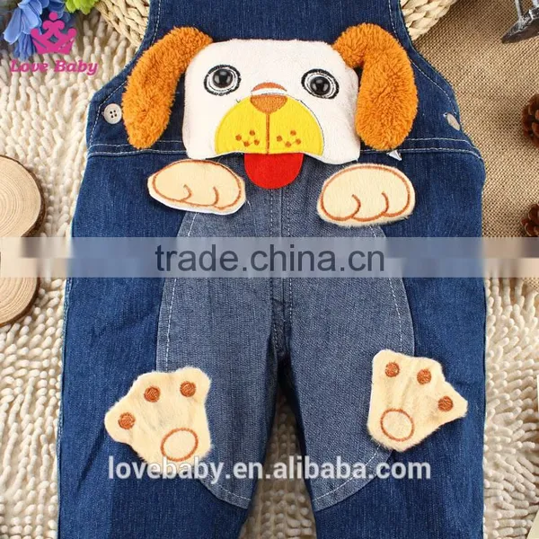 Children Sling Denim Trousers Cartoon Vest Baby Pants Fit 1-2-3T Baby Unisex photo-4