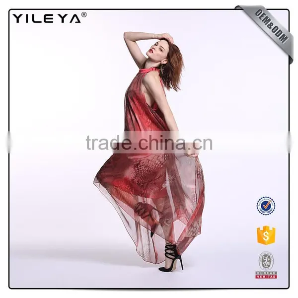 Customizable Lady Halter Dress,dress Long Red photo-3