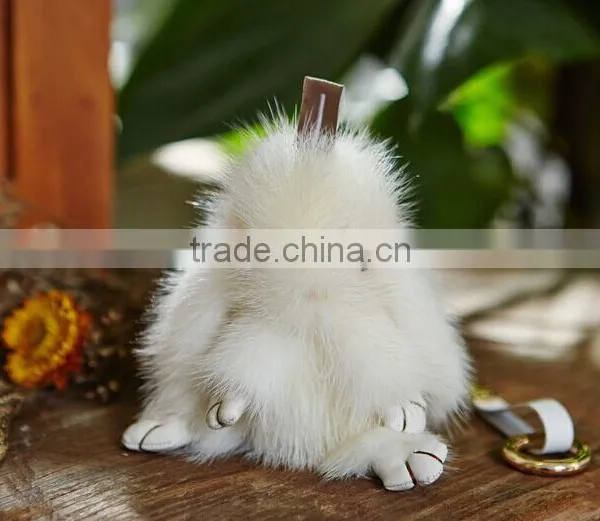 2017 Hot Selling Mink Fur Keyring/Popular Real Fur Ball Mink Fur Rabbit Shpe Keychain photo-4