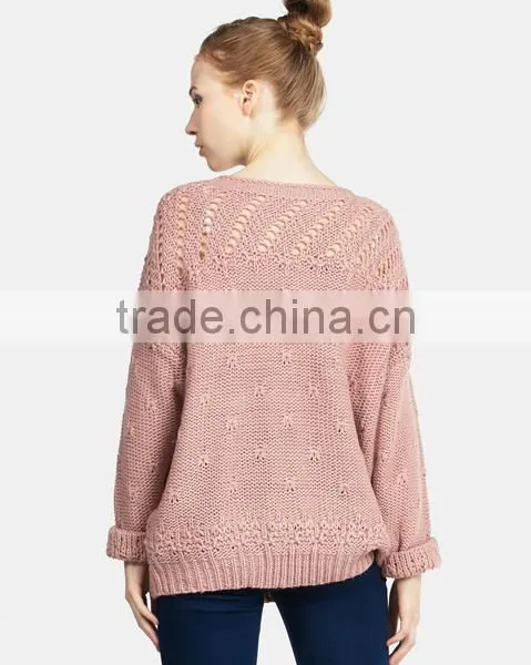 2017 Trendy Wholesale Woman Free Knitted Loose Sweater Patterns With Custom Made photo-3