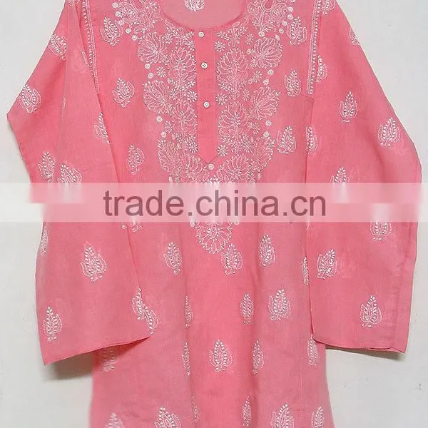 Chikankari Kurti Beautiful Indian Chikan Embroidery Kurti Tunics Lucknowi Emboidered Ladies Kurti Tunic Tops For Women photo-6