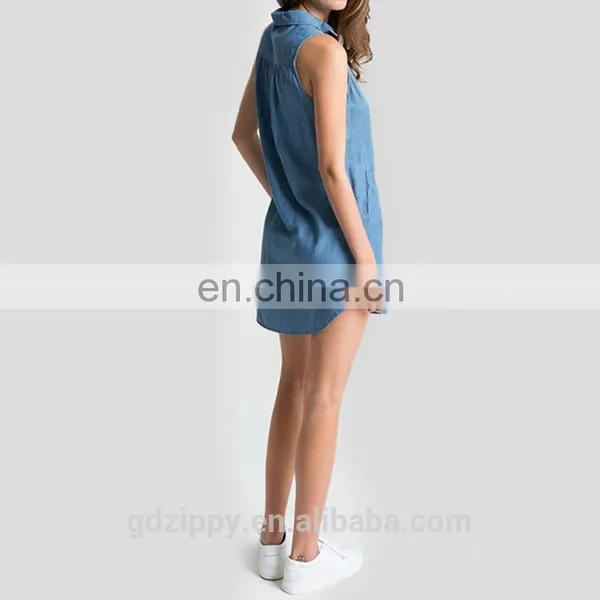 Latest Women Blue Denim Jeans Dress Denim Halter Dress Denim Dress photo-3