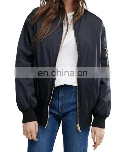 Factory OEM Smooth Nylon Padding Women Bomber Jacket photo-2