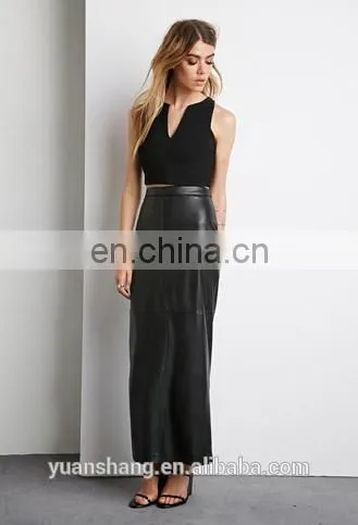 2015 New Design Fashion Women Leather Long Maxi Skirt photo-3
