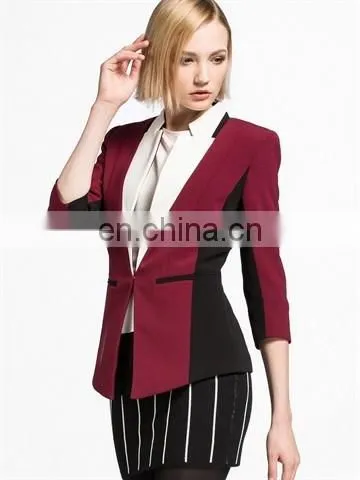 High Quality Women Blazer Formal Blazer ,Color Stitching Female Suit Collar 7 Minutes Of Sleeve Cultivate One photo-3