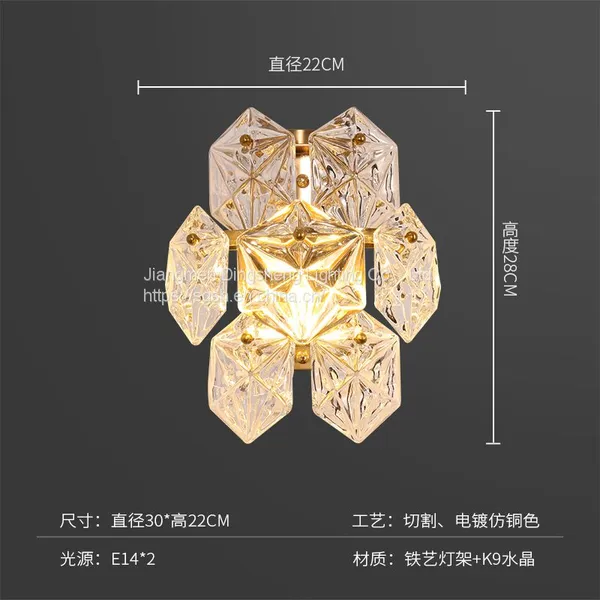 Crystal LED Wall Lamp Light Wall Lamp Nordic Postmodern Crystal Wall Lamp Bedroom Bedside Stair Lamp Wall Lamp Crystal photo-4