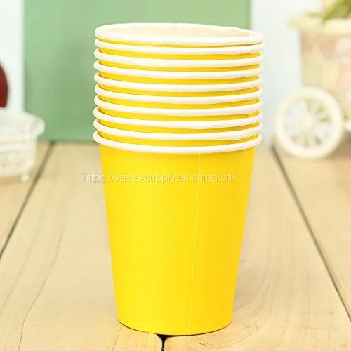 Custom Yellow Disposable Solid Color Paper Cup Ideal for Festive Occasions Garden Parties, Children's Birthdays, Hiking, Barbecues, Summer Parties and Inauguration Parties photo-2