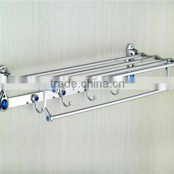 90 Degree Rotation Bathroom Wall Towel Shelf With Hooks With Blue&white Diamond A166 photo-4
