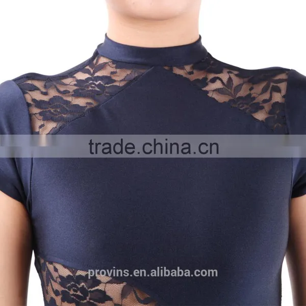 Girls Lyrical Turtle Neck Lace Ballet Dance Costumes Dress photo-3