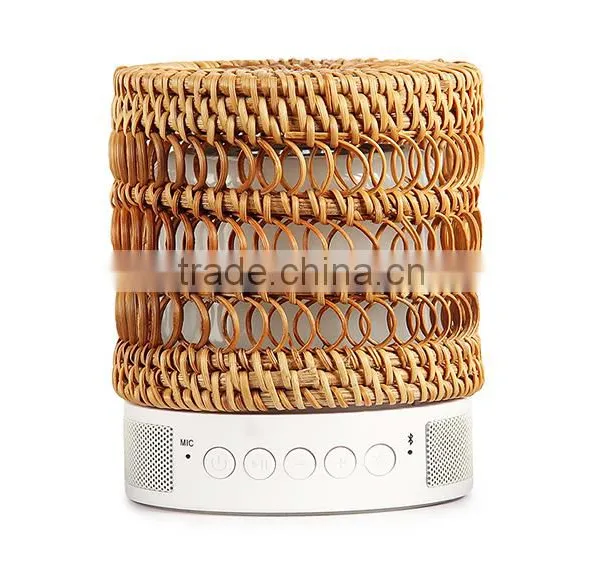 2016 New Design Vietnamese Rattan Weaving Portable Originality Bluetooth Speaker With Colorful Led Light photo-2