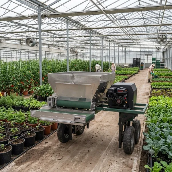 Stainless Steel Hopper Remote Control Fertilizer Spreader Electric Side Conveyor Organic Manure Distributor