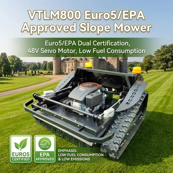 48V Servo Drive VTLM800 Remote Crawler Mower with Forced Lubrication Engine for Steep Terrain