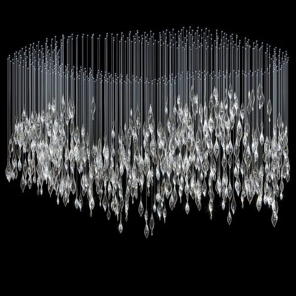Large Linear Crystal Teardrop Waterfall Chandelier for Hotel Lobby Banquet Hall