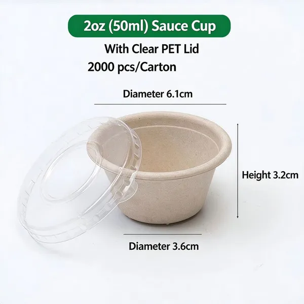 Disposable Straw Pulp Sauce Cup 60ml Oil-Proof Compostable Paper Pulp Condiment Cup photo-5