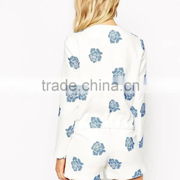 2015 Floral Pattern Cotton Woven Sexy Spring Woman Jacket photo-2