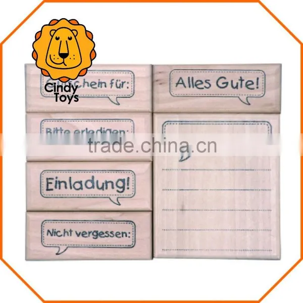Wooden Rubbe Stamps What's Up? 6 Pcs for Kids photo-2