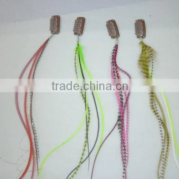 2016 Most Popular Clip-feather Striped Ombre Solid Feather for Hair Extension Feather With Micro Ring Beads Quality Choice photo-6