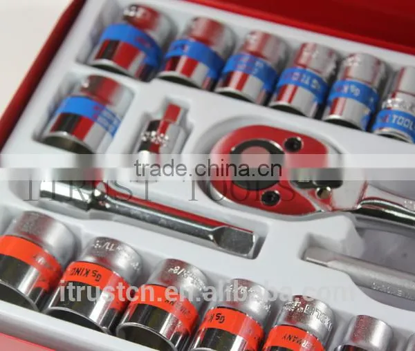 40PCS 3/8"and 1/4" Metal Box Socket Set 2340AAM GS KING TOOLS Made in China photo-4