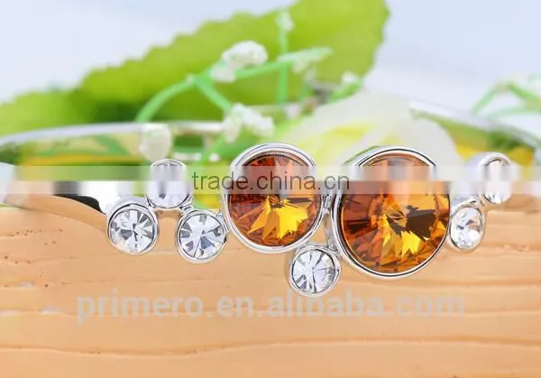 Fashion Silver Plated With Crystal Round Charms Bracelets Bangles Wedding Jewelry photo-5