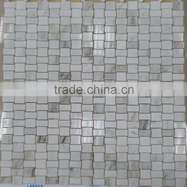Brick Design Marble Mosaic Tiles (Pure White Marble) photo-5