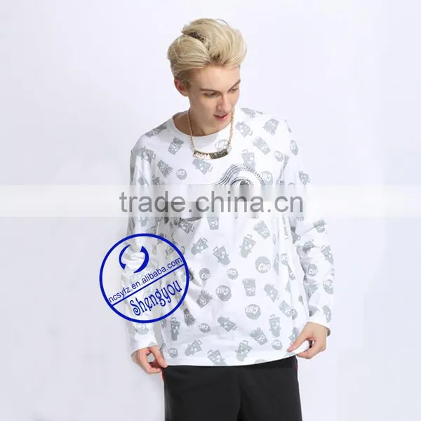 100 Cotton Full Printed Long Sleeve Couple t Shirts Wholesale China photo-3