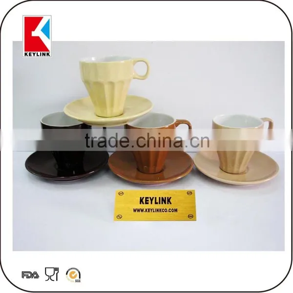 Wholesale Custom Logo Printing Chocolate Ceramic Cups 12pcs Tea Ceramic Cup and Saucer photo-2