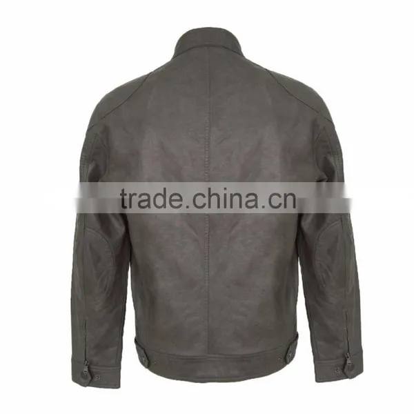 New Washed PU Jacket Fashion Men Leather Jacket photo-2