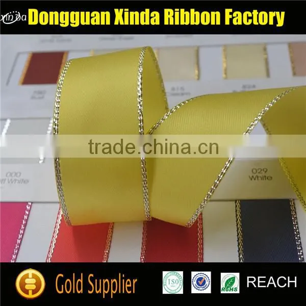 Sliver or Gold Wholesale Custom Satin Ribbon Wired photo-4