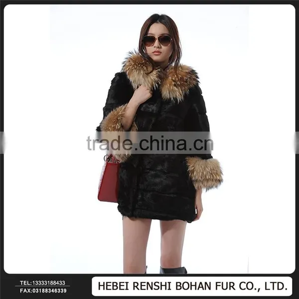 Factory Price Raccoon Fur Collar Korean Style Winter Coat Jacket