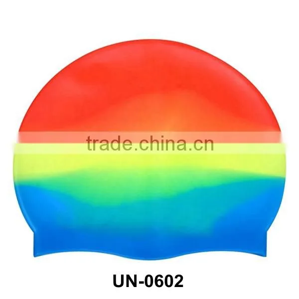 Factory direct silicone scotland flag swimming cap,kid sizes customized logo printed waterproof swim cap UN-0602