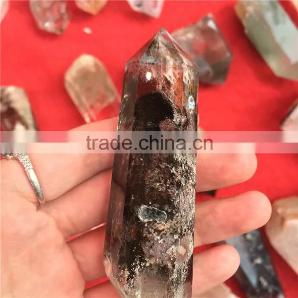 Natural Green Phantom Stone Crystal Pillars Point photo-2