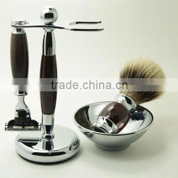 Hot Sale Metal Shaving Bowls Luxury Razors Real Badger Hair Brushes Shaving Set photo-5