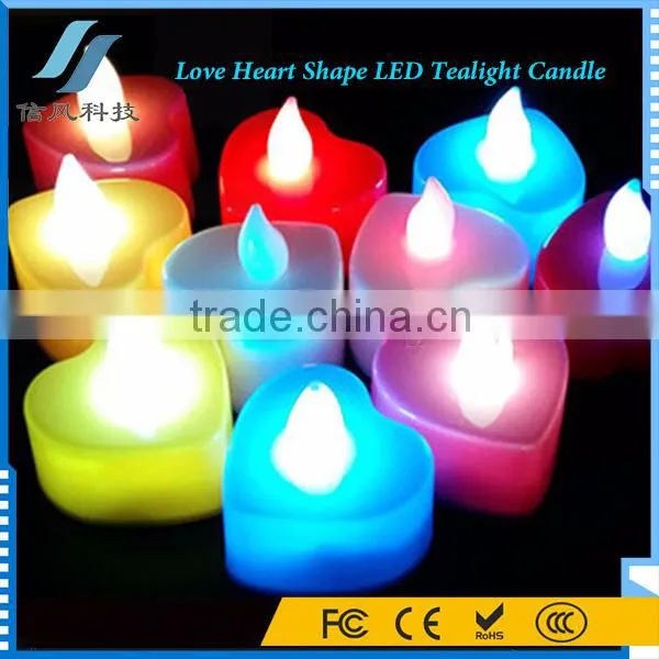 24Pcs / Box 7 Color Rechargeable Heart Shaped Tea Light Candle photo-4