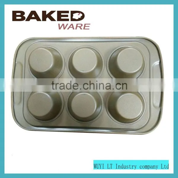 Carbon Steel Non-stick Coating 6 Cup Egg Shape Baking Pan Gold photo-2